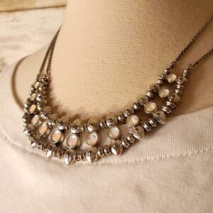 Lucky Brand Silvertone Necklace with Opalescent Details